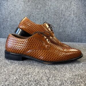 Stacy Adams Madison Anaconda Leather Oxford Dress Shoes Cognac 10.5M Toe Taps